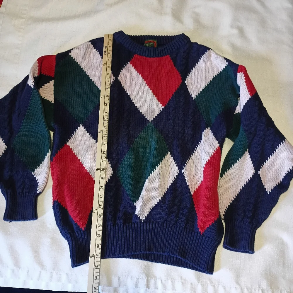 VTG Boston Traders 100% Cotton Knit Sweater large Made in India W/ Flaws. This - Picture 12 of 15